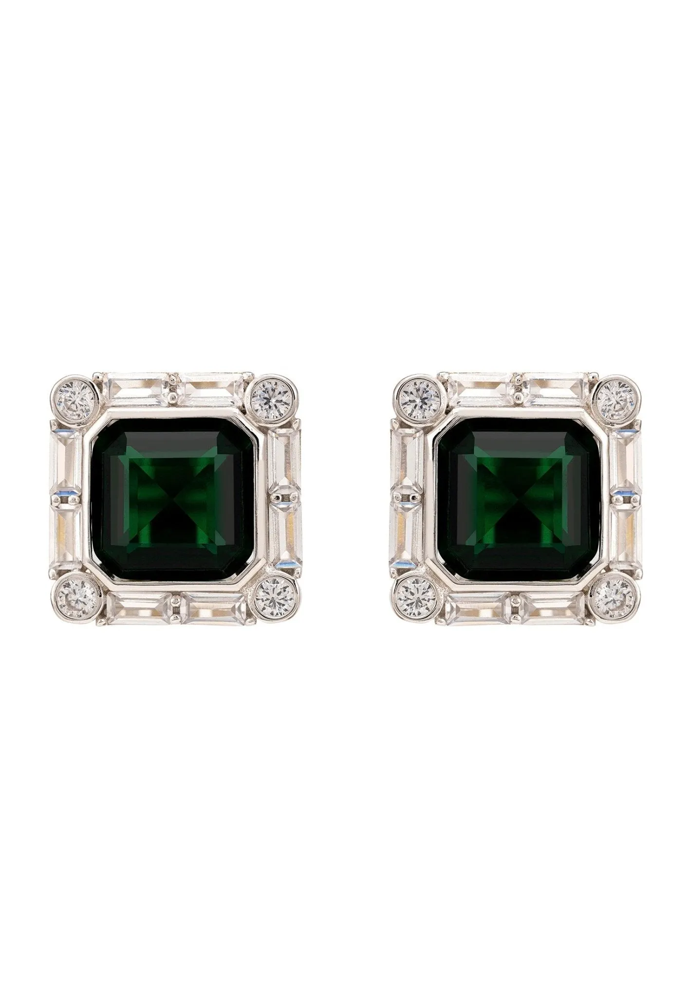 Chatsworth Clip On Earrings Emerald Silver