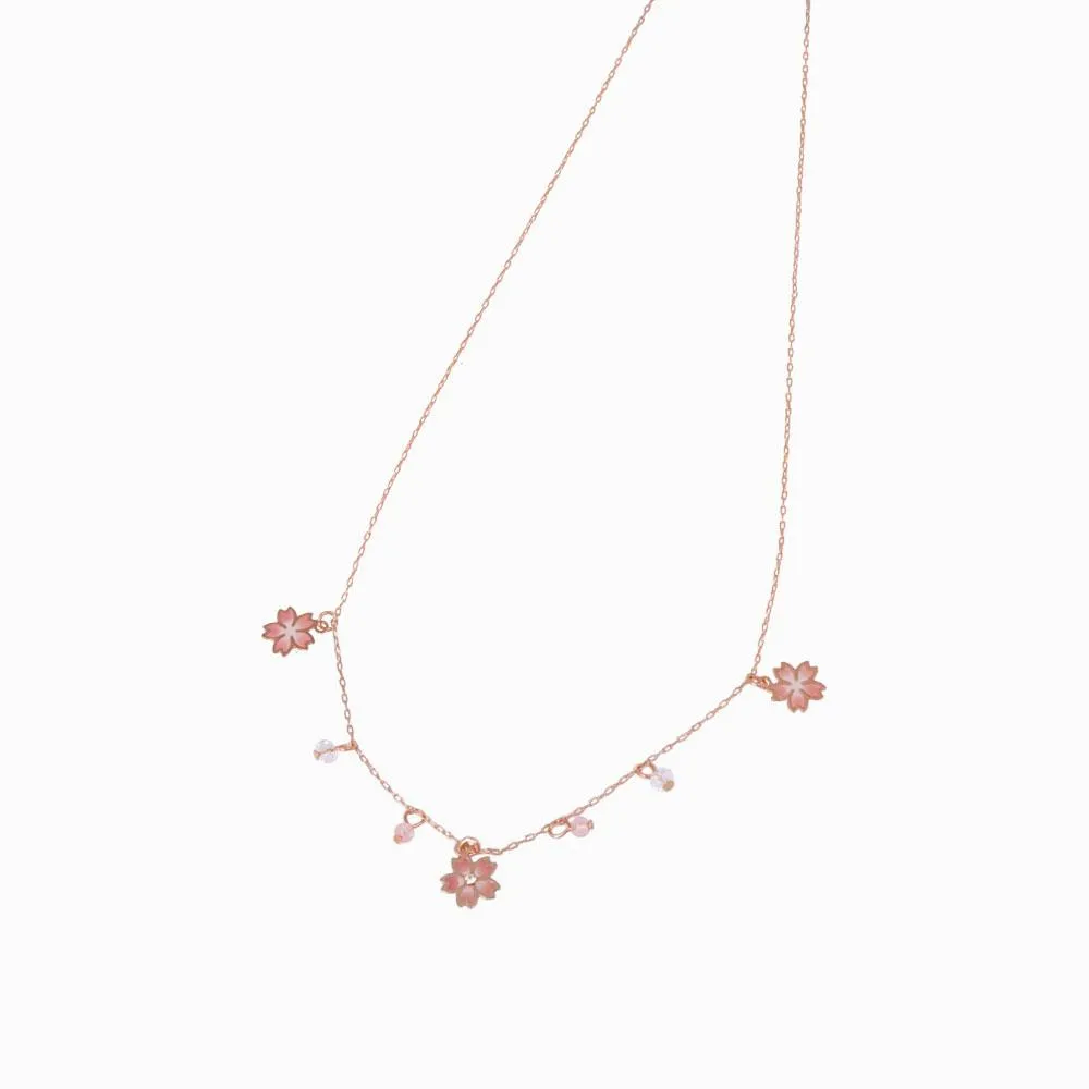 Cherry Blossom and Cherry Quartz Station Necklace
