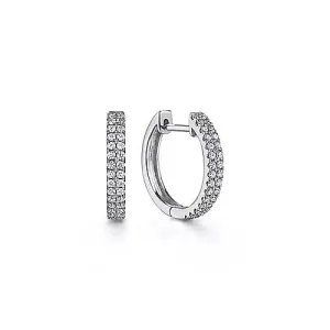 Classic 10mm Double Row Diamond Huggie Hoop Earrings, 0.30 cttw