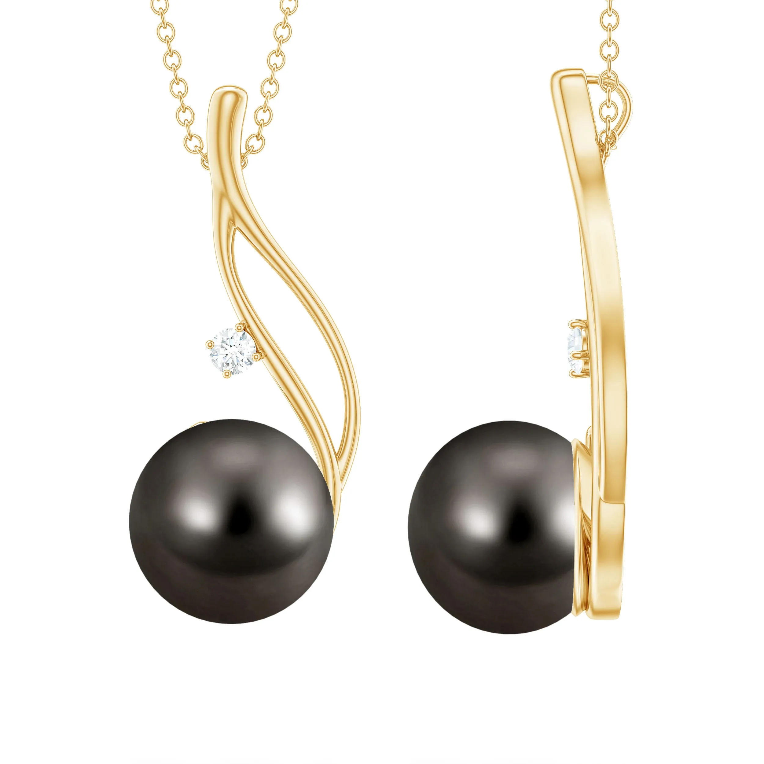 Classic Tahitian Pearl and Moissanite Drop Pendant with Hidden Bail