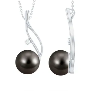 Classic Tahitian Pearl and Moissanite Drop Pendant with Hidden Bail