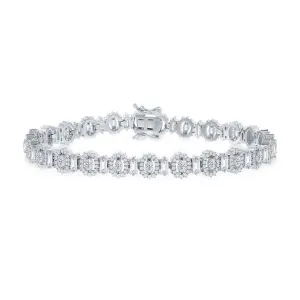 Classic Women's Bracelet - Alternating Baguette and Oval CZ 7.5 inch Tennis | T-7918