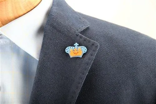 Crown Lapel Pin - Dickie Blue with Tiqui Orange