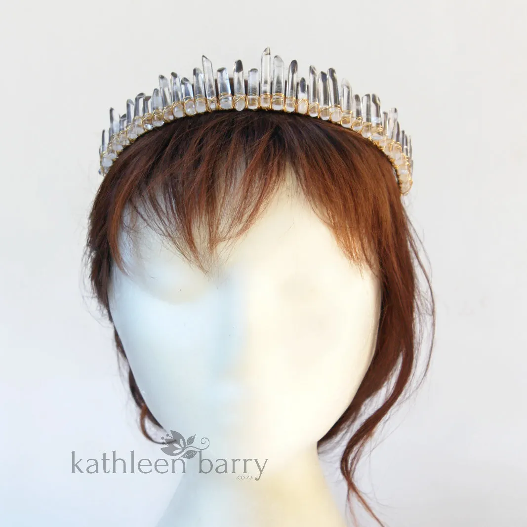 Crystal quartz bridal crown with rose gold, gold or silver wirework - Limited stock available