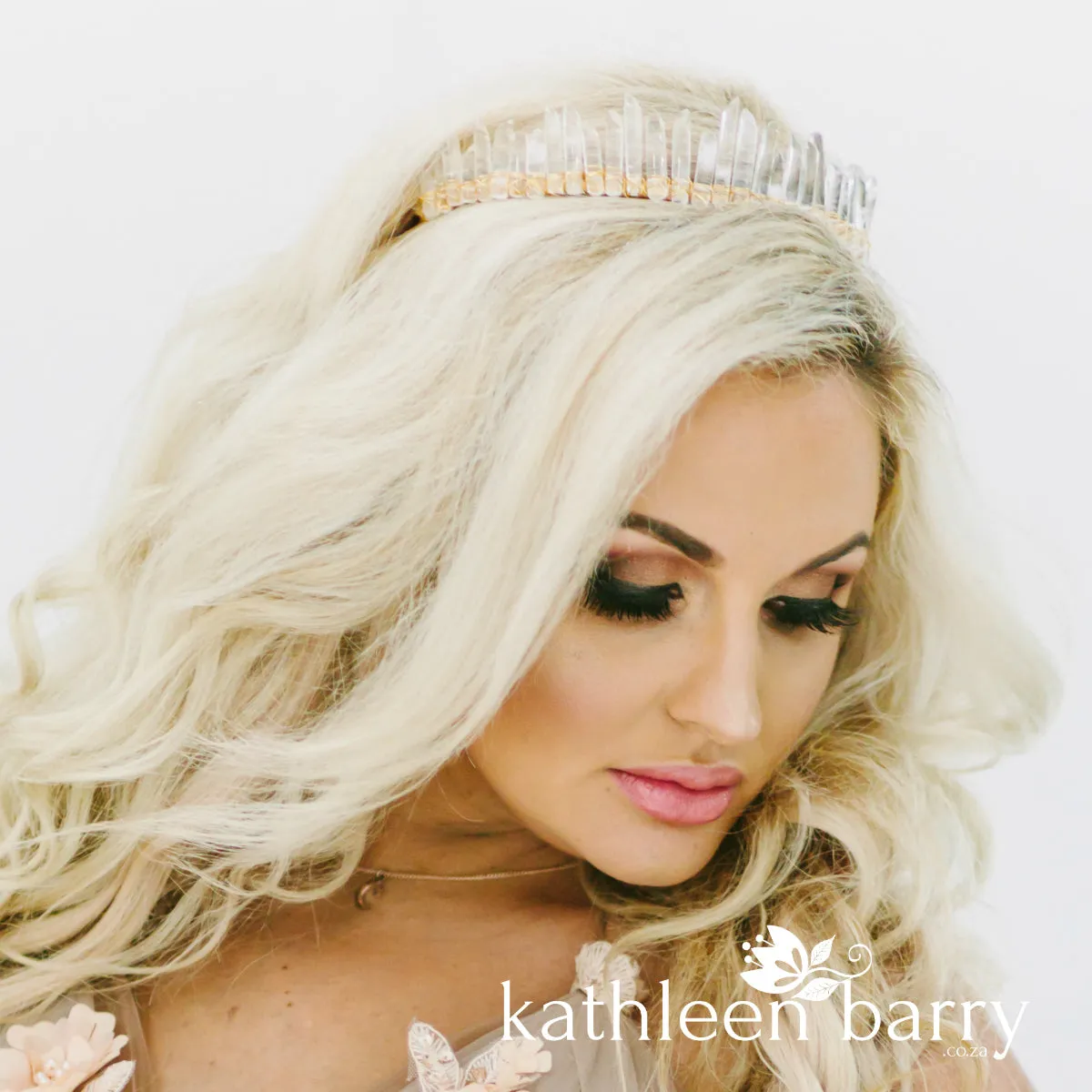 Crystal quartz bridal crown with rose gold, gold or silver wirework - Limited stock available