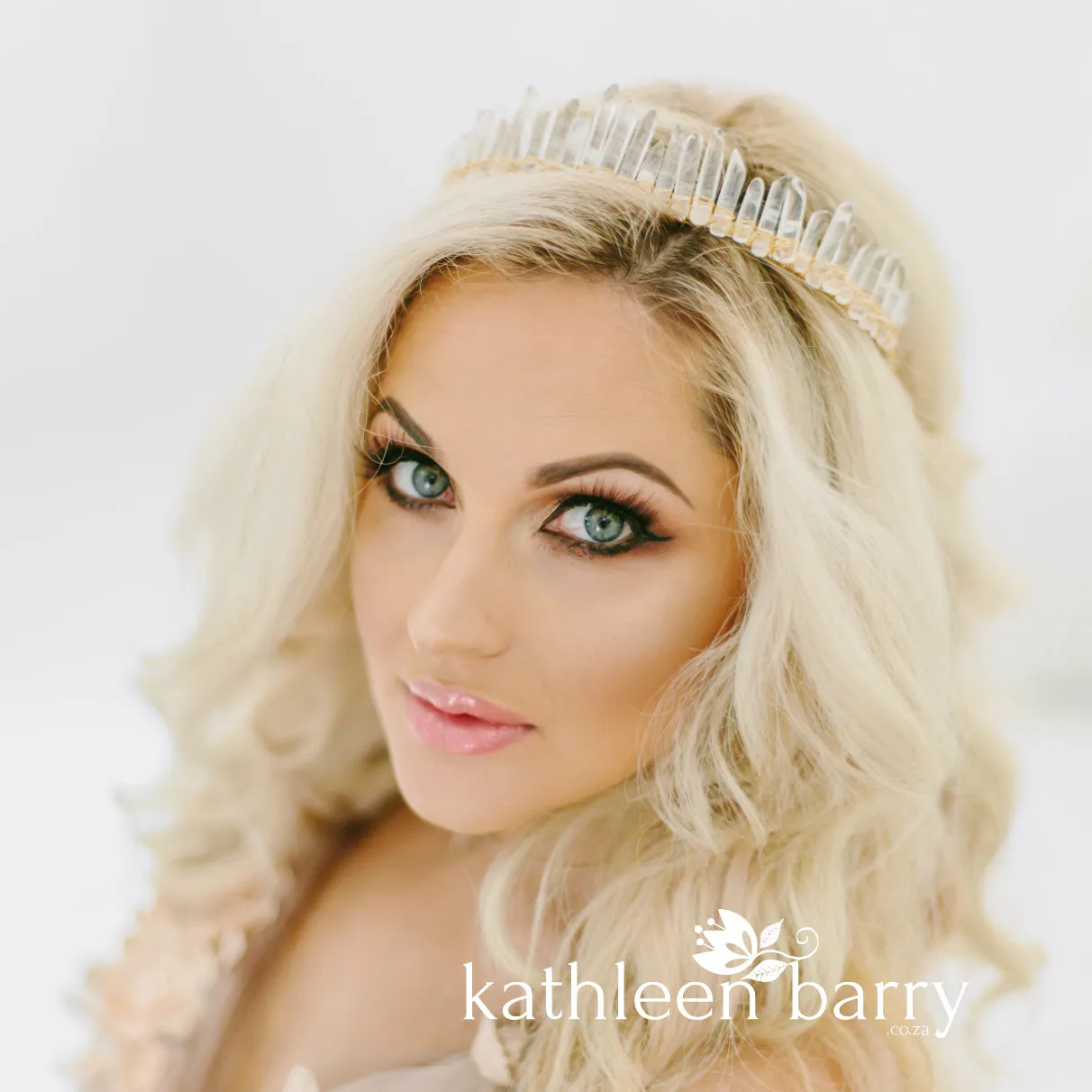 Crystal quartz bridal crown with rose gold, gold or silver wirework - Limited stock available