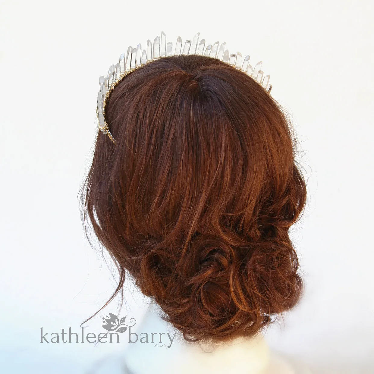 Crystal quartz bridal crown with rose gold, gold or silver wirework - Limited stock available