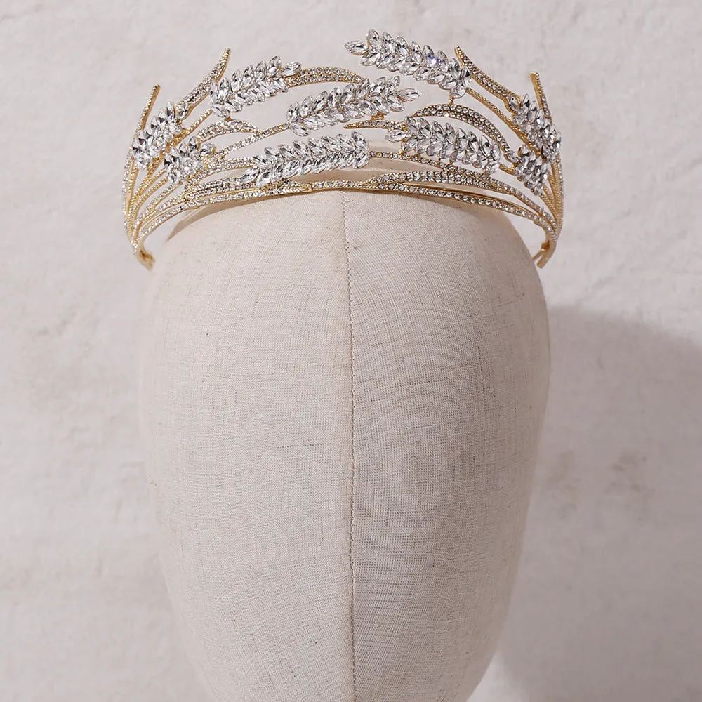 Crystal wheat ear bridal crown headband wedding rhinestone popular headdress luxury wedding hair accessories