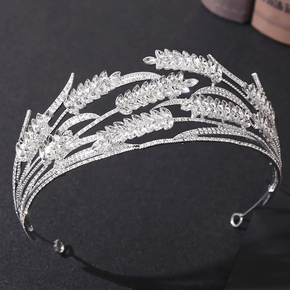 Crystal wheat ear bridal crown headband wedding rhinestone popular headdress luxury wedding hair accessories