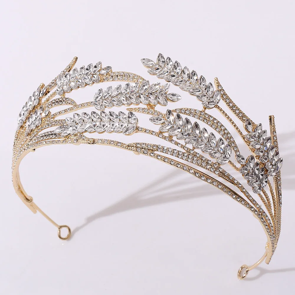 Crystal wheat ear bridal crown headband wedding rhinestone popular headdress luxury wedding hair accessories