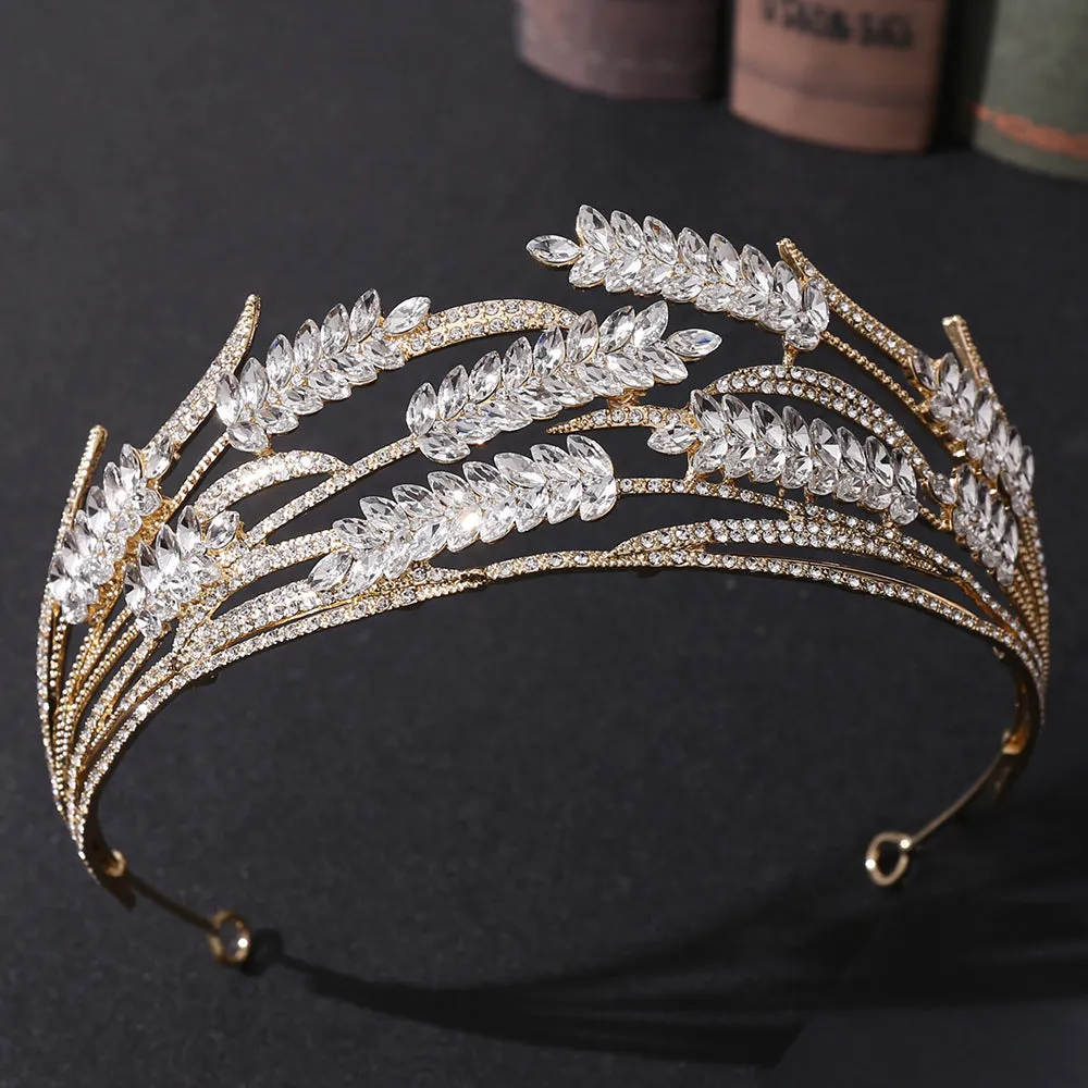 Crystal wheat ear bridal crown headband wedding rhinestone popular headdress luxury wedding hair accessories