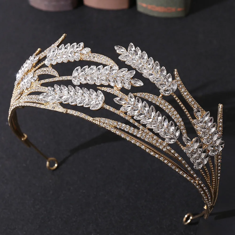 Crystal wheat ear bridal crown headband wedding rhinestone popular headdress luxury wedding hair accessories