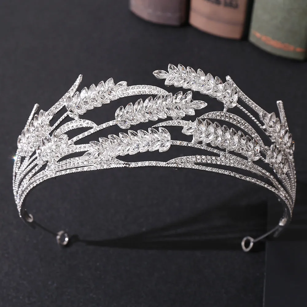 Crystal wheat ear bridal crown headband wedding rhinestone popular headdress luxury wedding hair accessories
