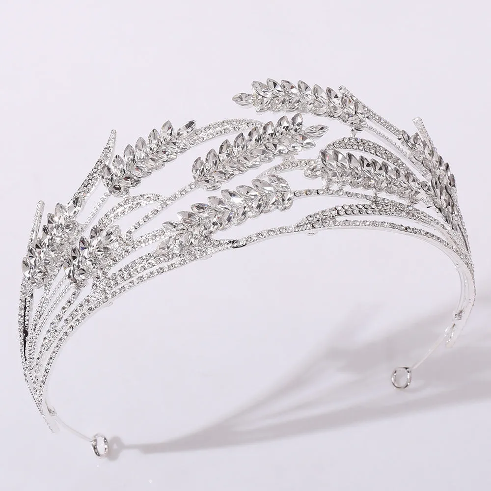Crystal wheat ear bridal crown headband wedding rhinestone popular headdress luxury wedding hair accessories