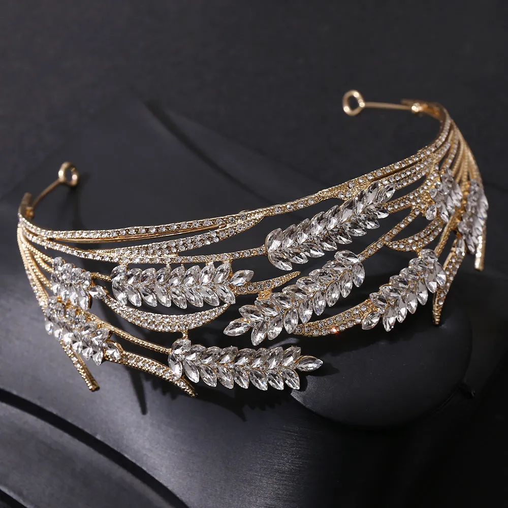 Crystal wheat ear bridal crown headband wedding rhinestone popular headdress luxury wedding hair accessories