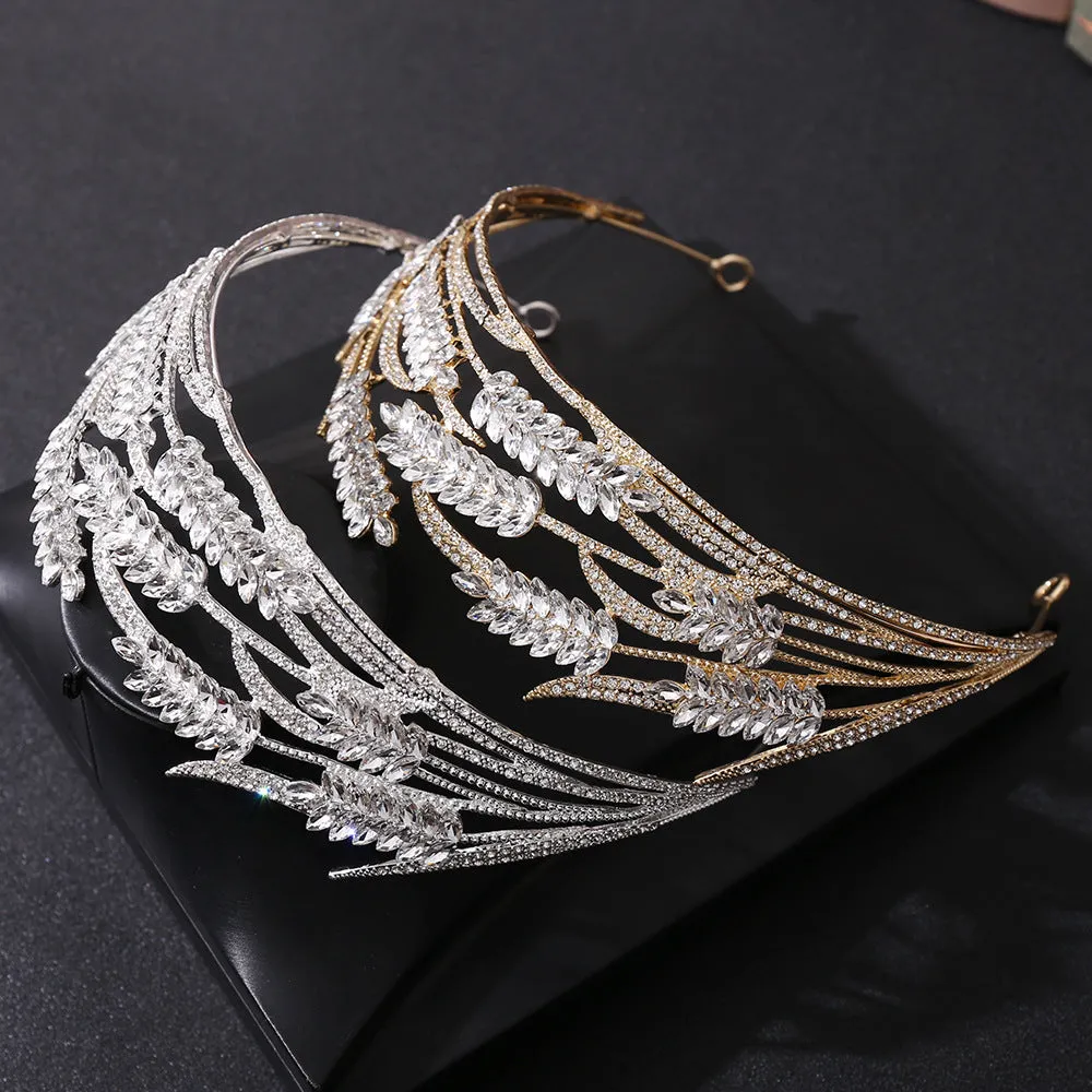 Crystal wheat ear bridal crown headband wedding rhinestone popular headdress luxury wedding hair accessories