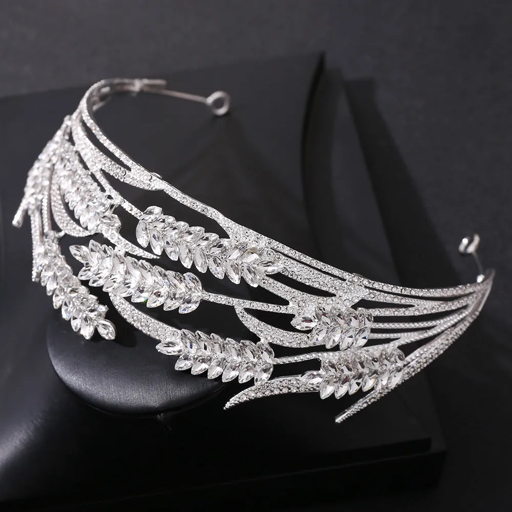 Crystal wheat ear bridal crown headband wedding rhinestone popular headdress luxury wedding hair accessories