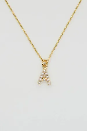 Dainty Love Pearl Initial Necklace