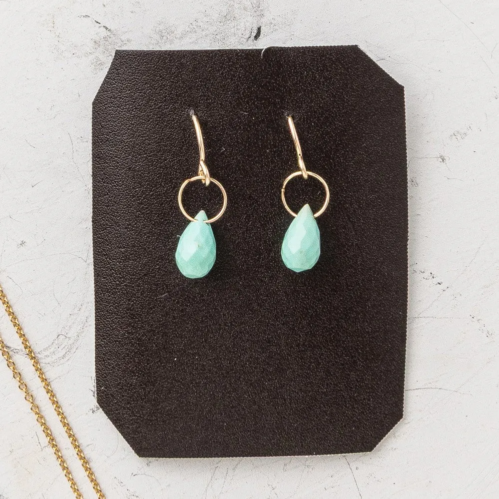 December Petite Briolette Drop Earrings: Turquoise