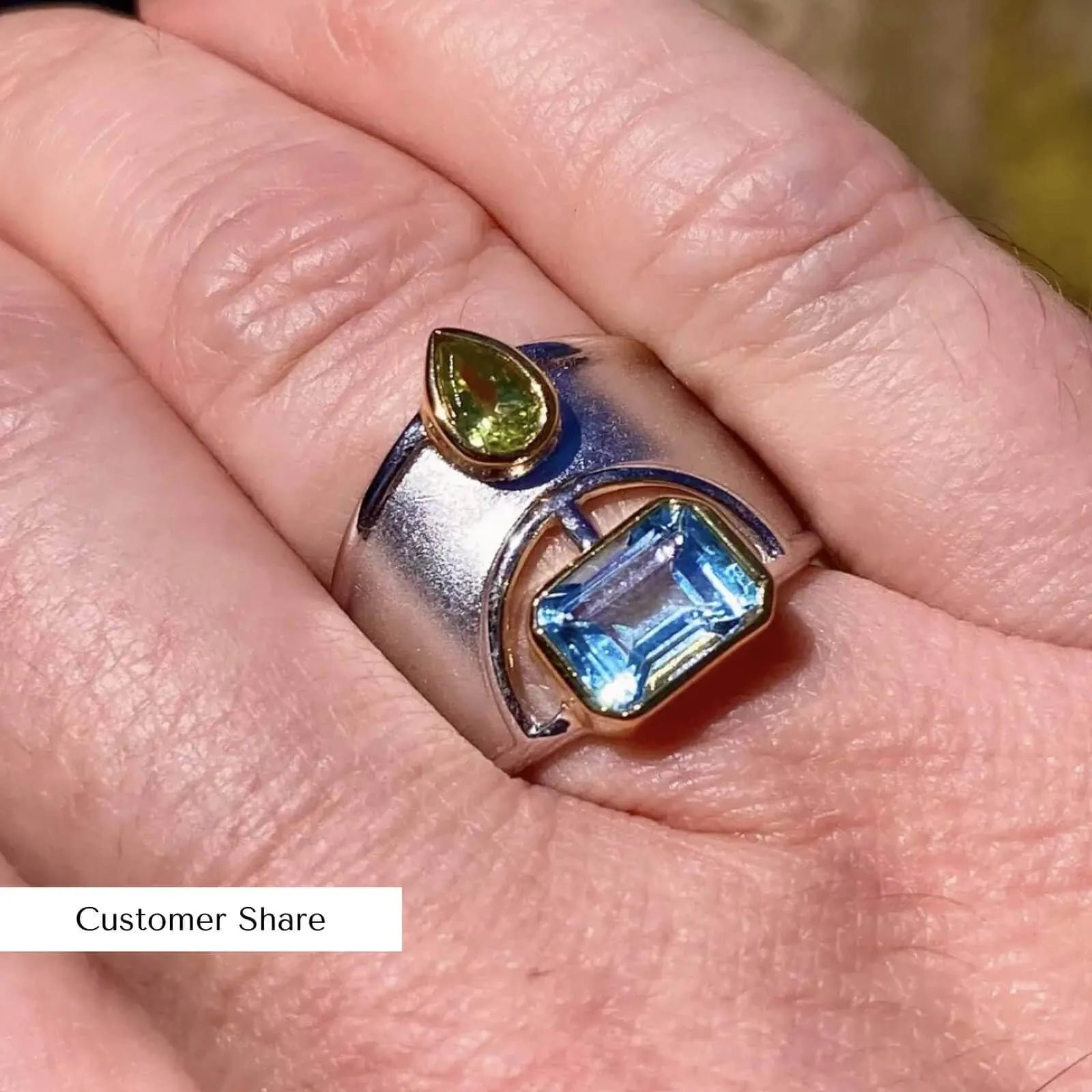 Deko Blue Topaz and Peridot Ring