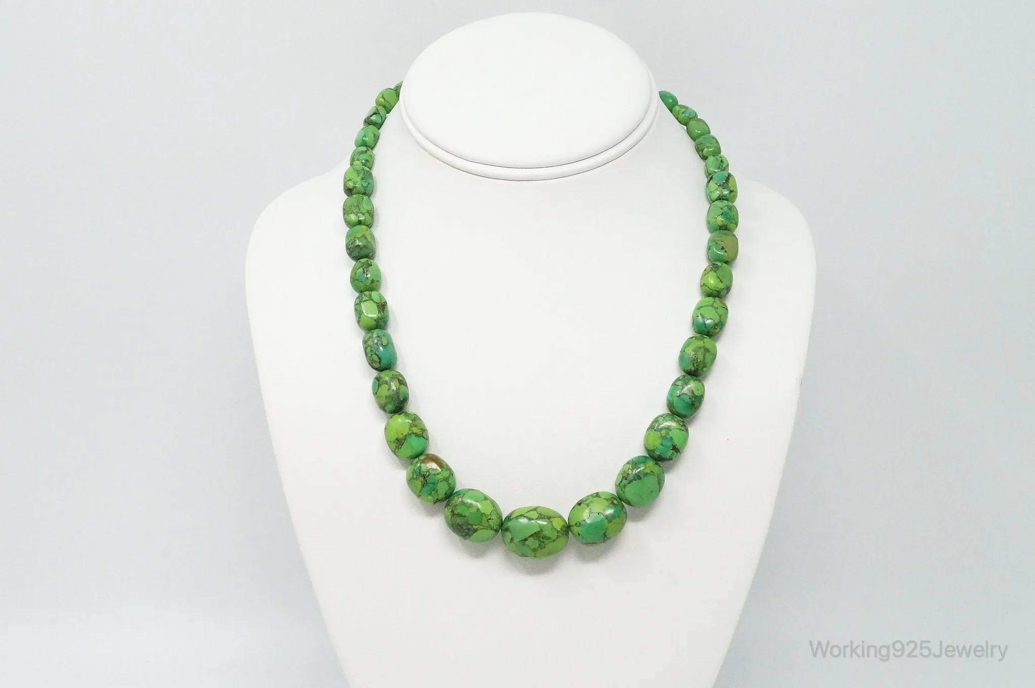 Desert Rose Trading Co Mojave Green Turquoise Sterling Silver Beaded Necklace