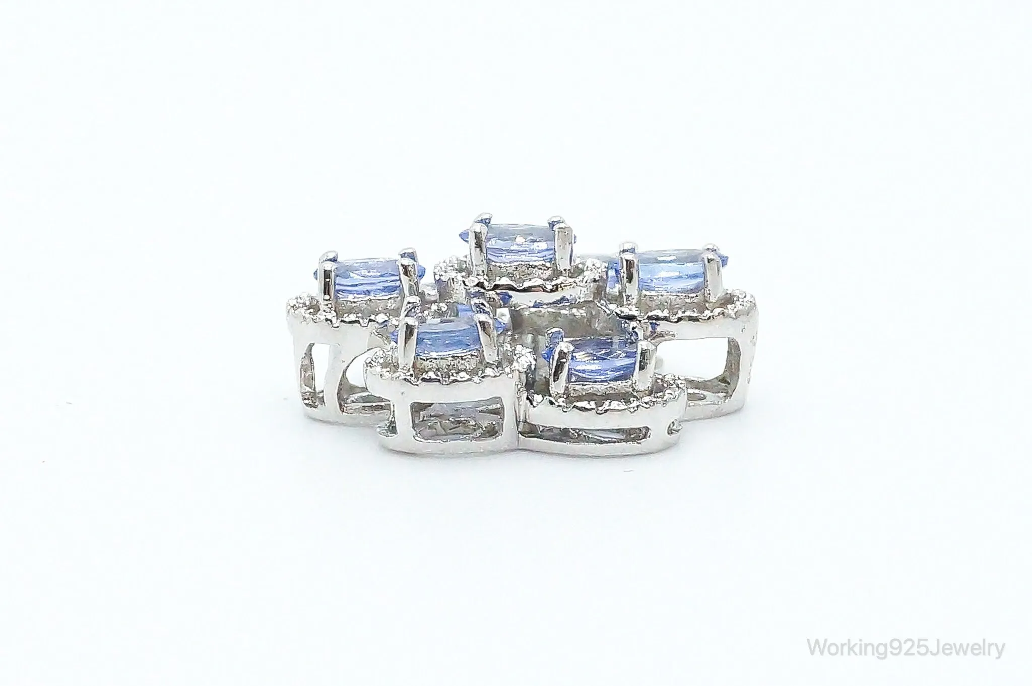 Designer Stauer Iolite Cubic Zirconia Sterling Silver Pendant
