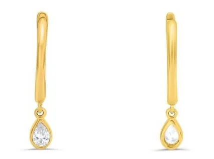 Diamond Pear Shape Dangle Hoop Earrings
