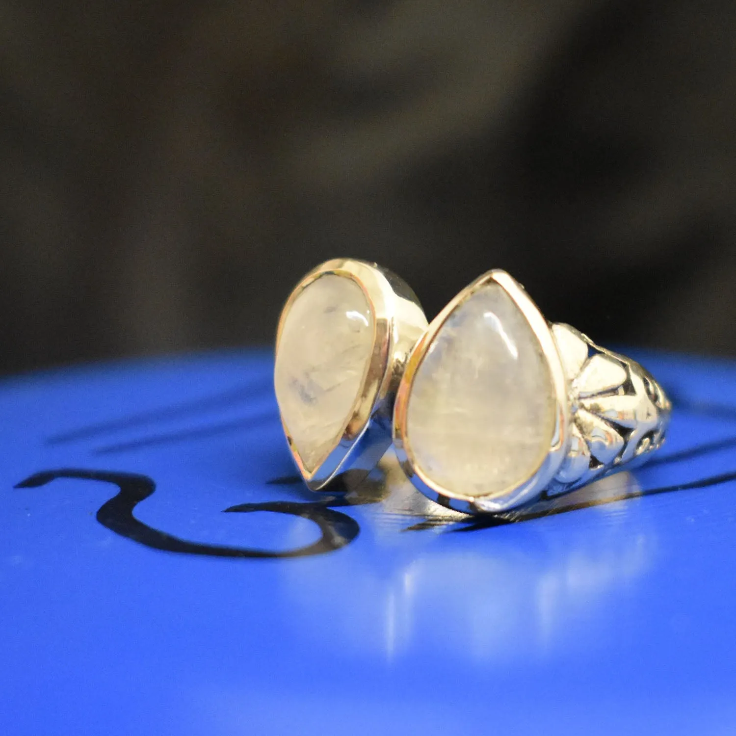 Double Tear Drop Ring (925) Sterling Silver