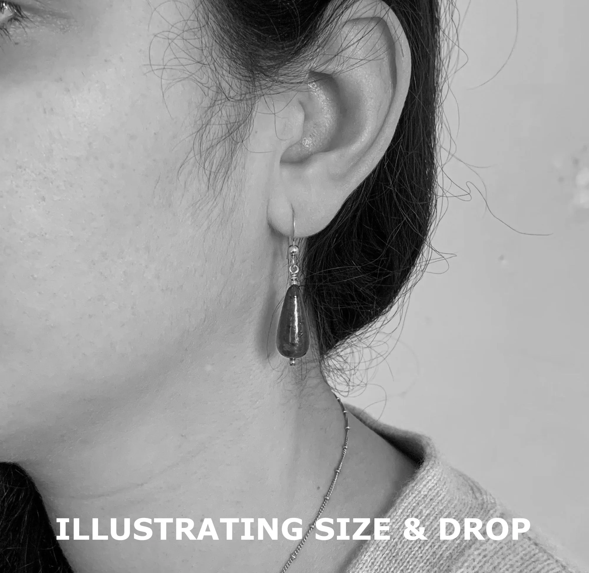 Earrings with dark green (emerald) Murano glass short pear drops on silver or gold hooks