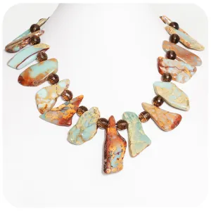 Earth Toned Jasper Slabs and Smoky Quartz Necklace