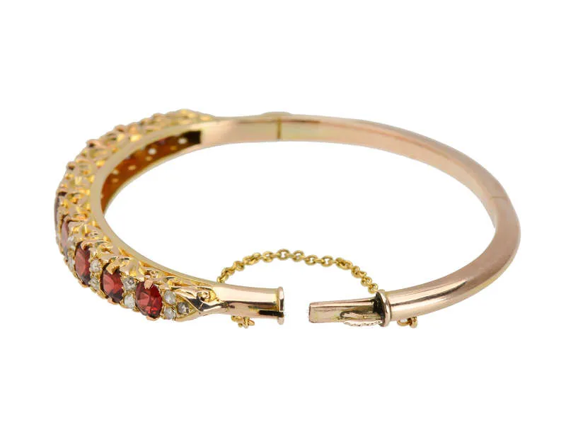 Edwardian Garnet & Rose Cut Diamond Bangle