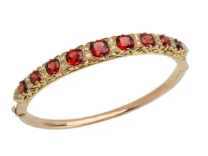 Edwardian Garnet & Rose Cut Diamond Bangle