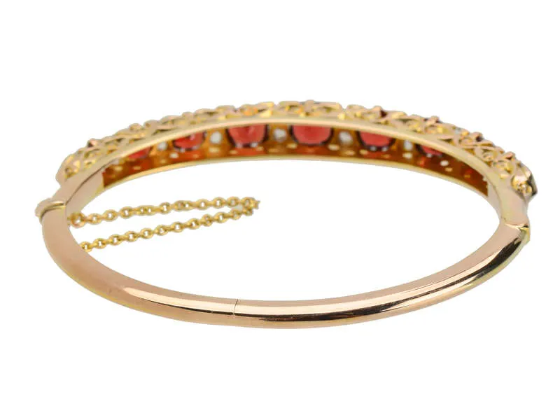 Edwardian Garnet & Rose Cut Diamond Bangle