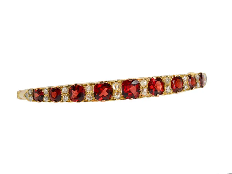 Edwardian Garnet & Rose Cut Diamond Bangle