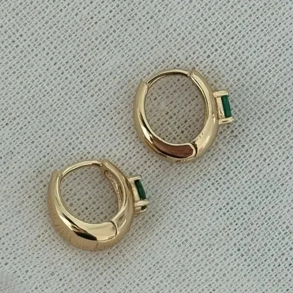 Elsie Emerald Huggie Earrings