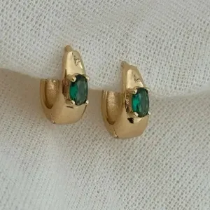 Elsie Emerald Huggie Earrings