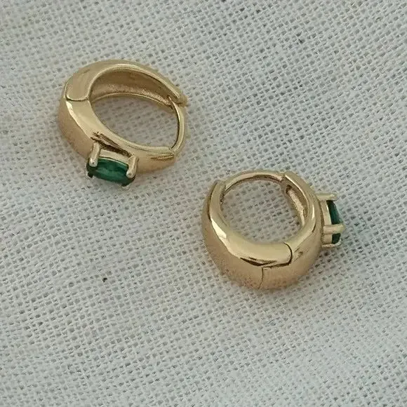 Elsie Emerald Huggie Earrings