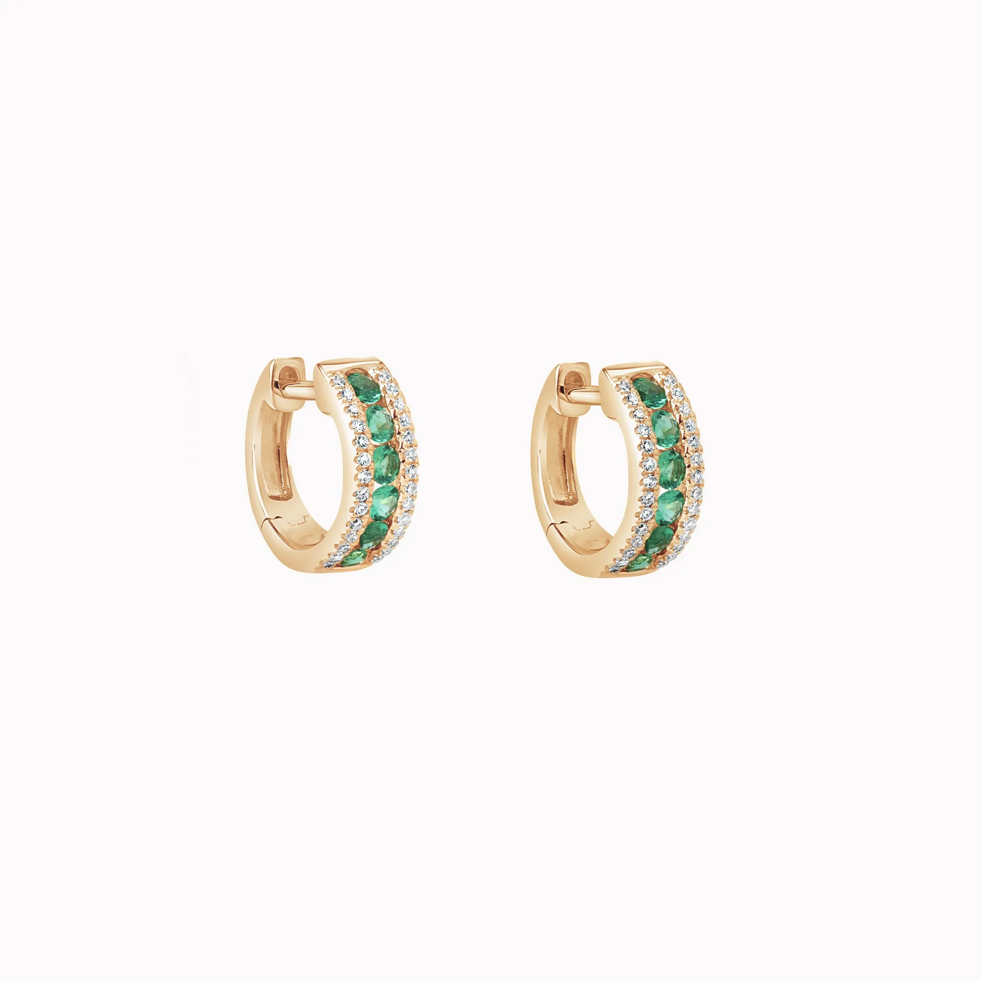 Emerald & Diamond Channel Huggies