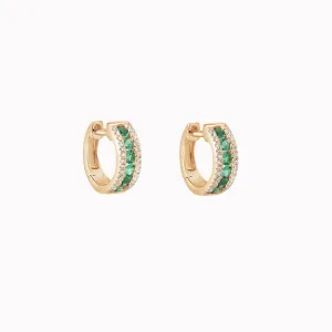 Emerald & Diamond Channel Huggies