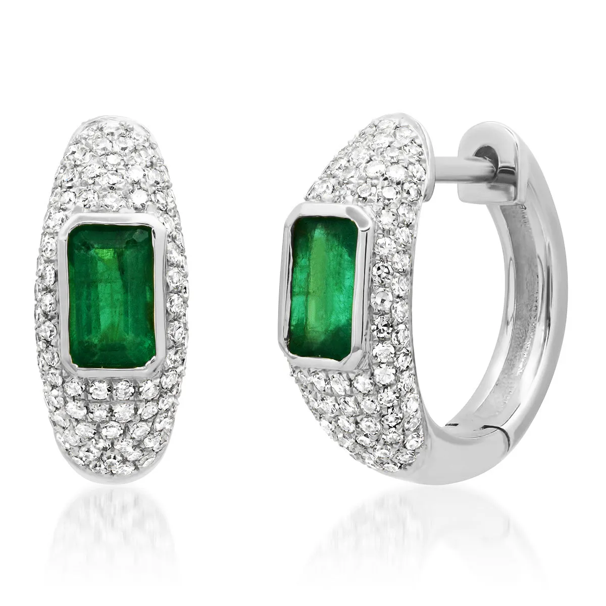 Emerald & Diamond Glam Huggie Hoop Earrings