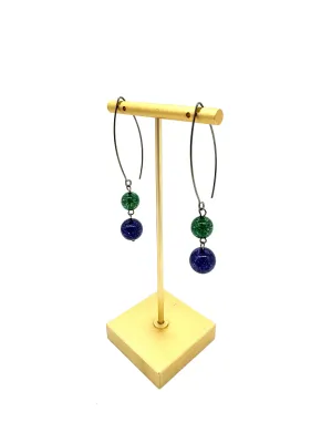 Emerald & Purple Glitter RainChain Earrings