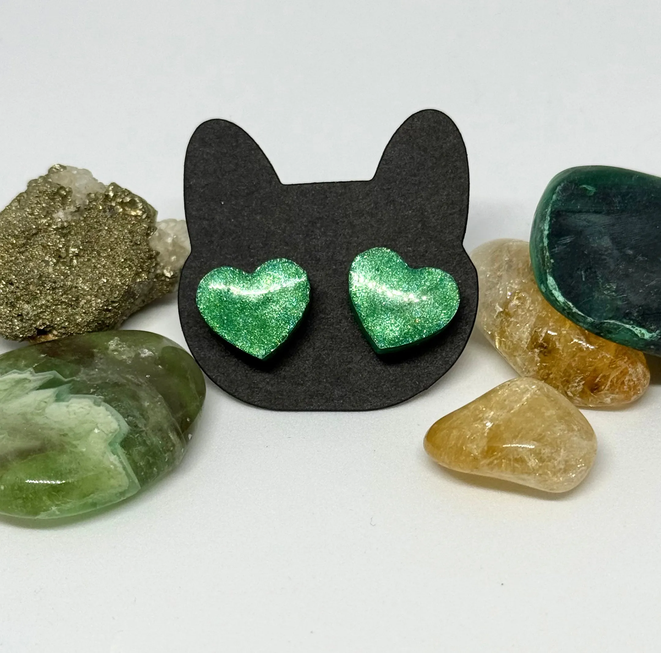 Emerald Green Heart Earrings