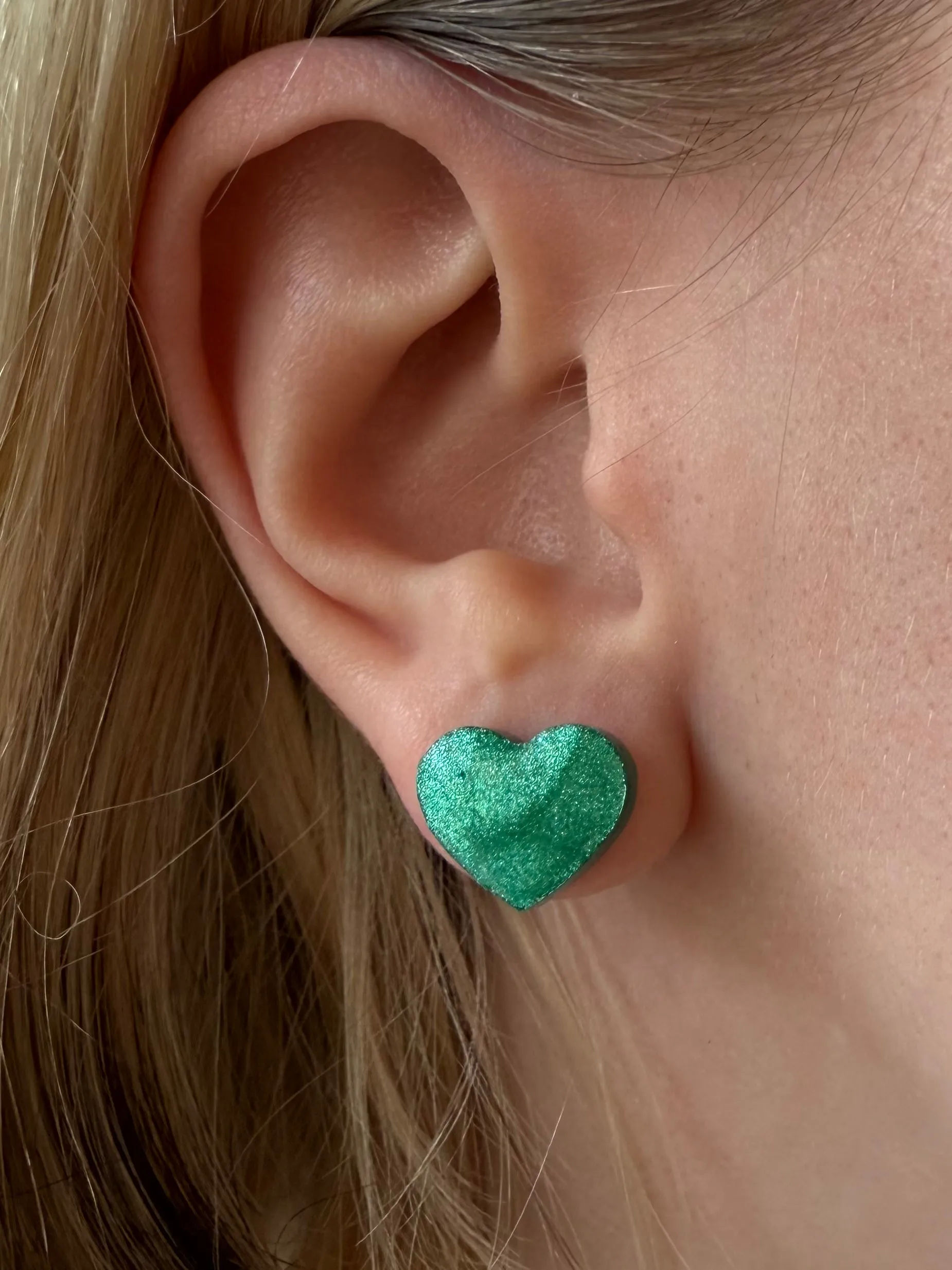 Emerald Green Heart Earrings