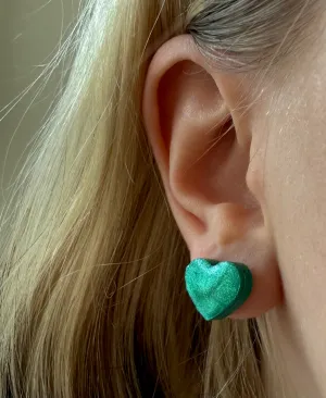 Emerald Green Heart Earrings