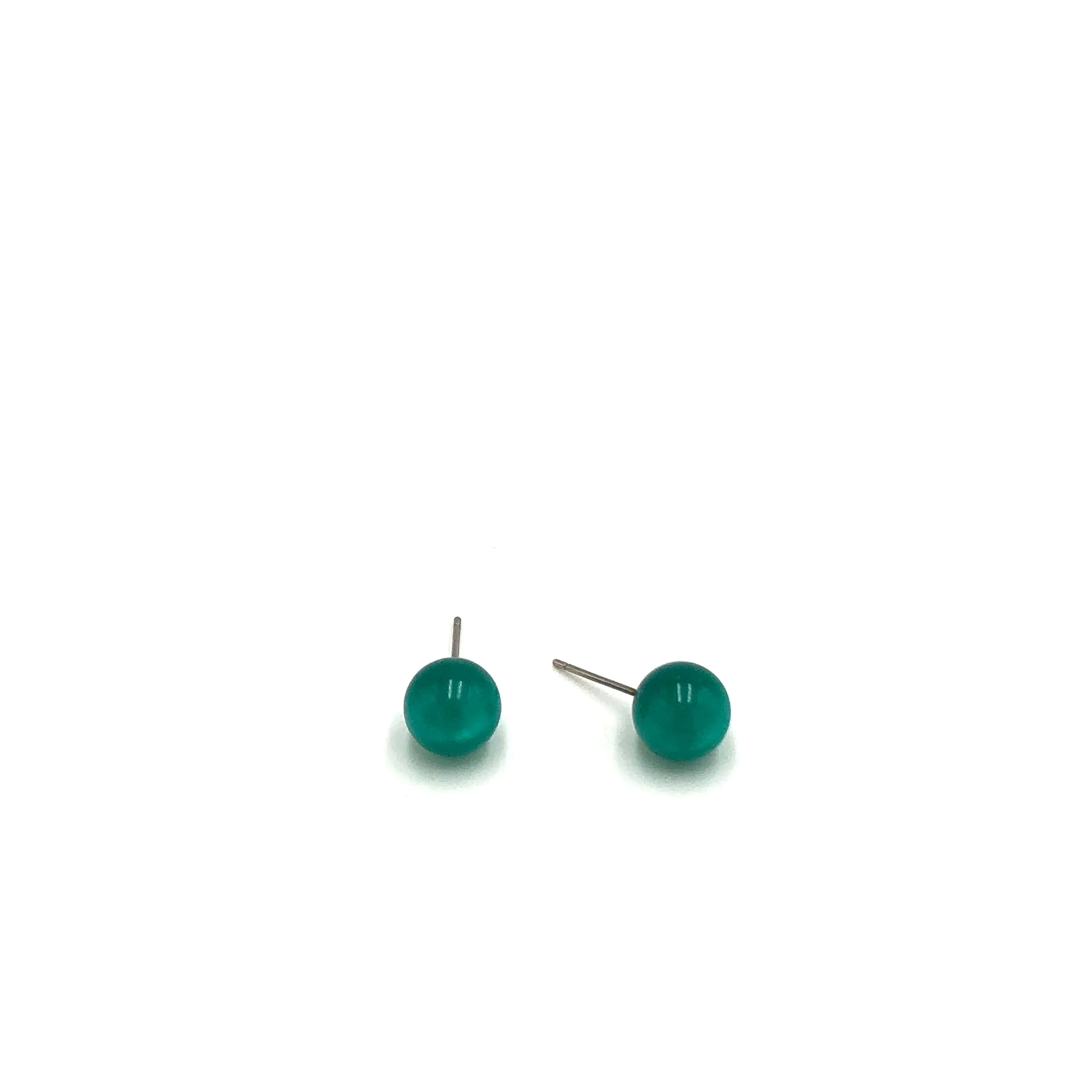 Emerald Moonglow Lucite Ball Stud Earrings