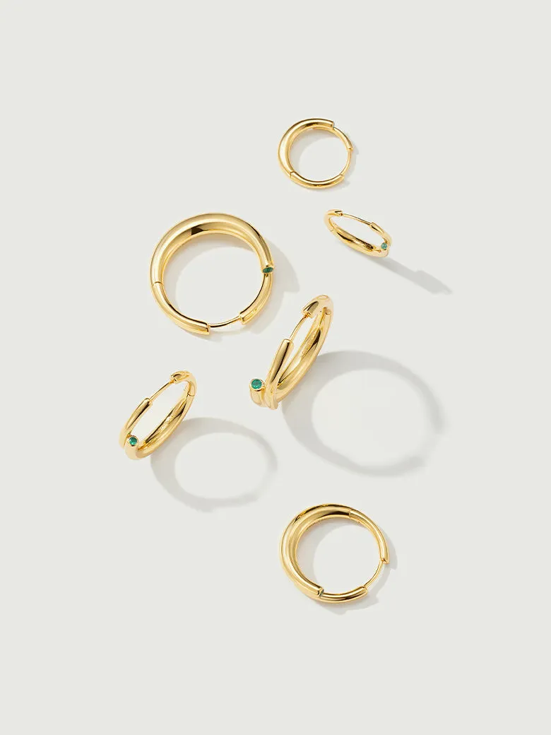 Emerald Tube Hoop Earrings