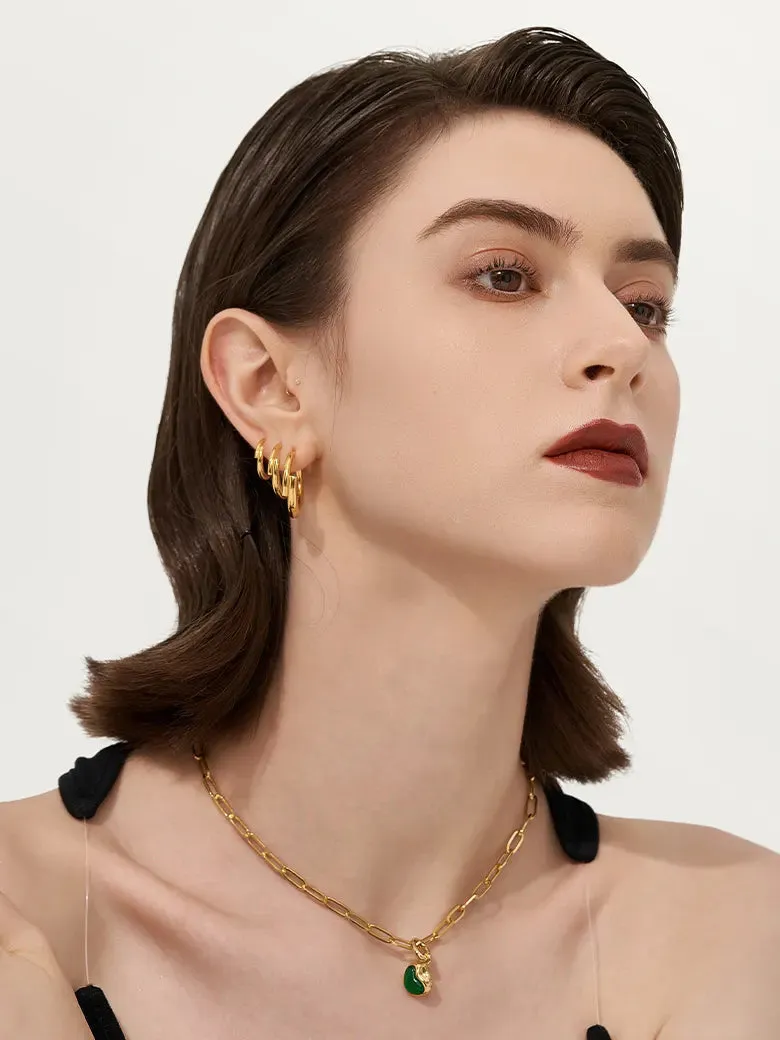 Emerald Tube Hoop Earrings