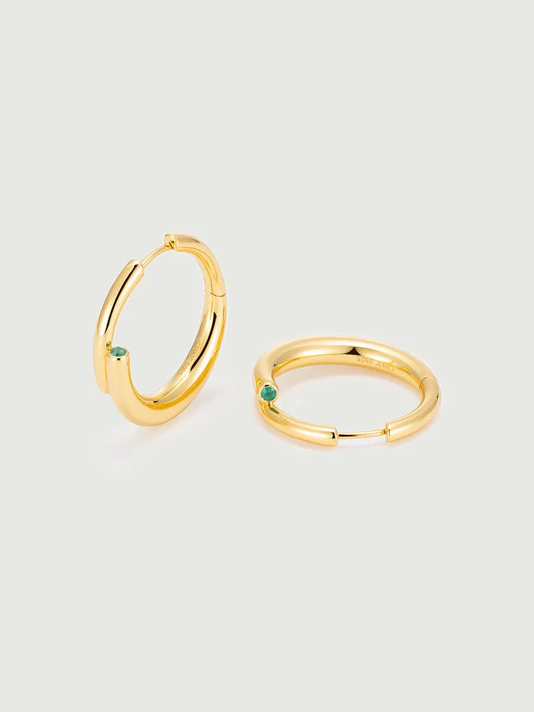 Emerald Tube Hoop Earrings