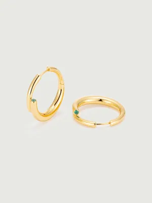 Emerald Tube Hoop Earrings