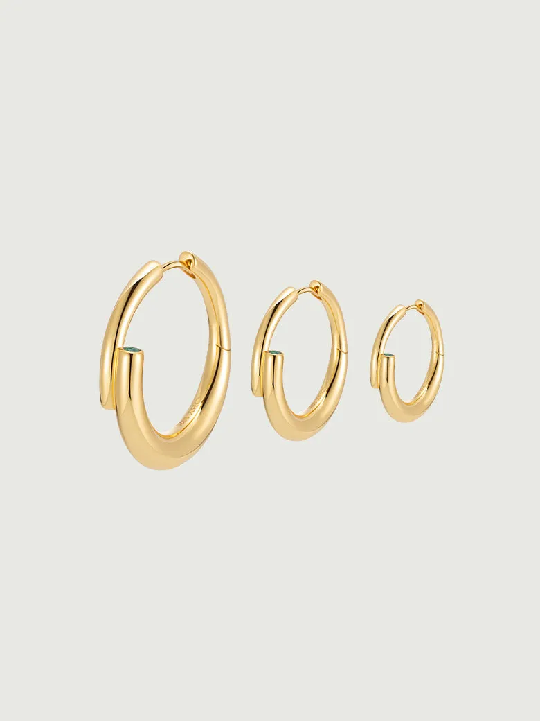 Emerald Tube Hoop Earrings